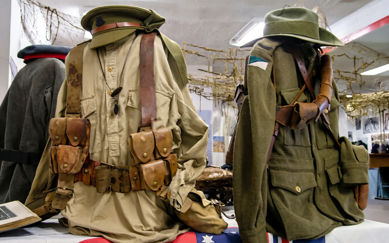 Gallipoli military uniforms display at a museum on a day tour from Istanbul.