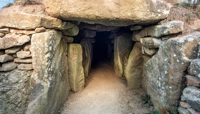 Entrance to ancient stone chamber at Avebury, part of Stonehenge and Avebury guided tour from London.