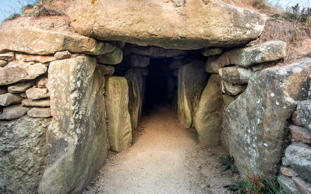 Entrance to ancient stone chamber at Avebury, part of Stonehenge and Avebury guided tour from London.
