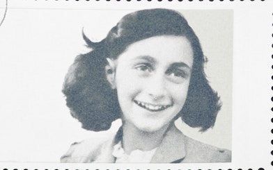 Young girl smiling on a postage stamp.