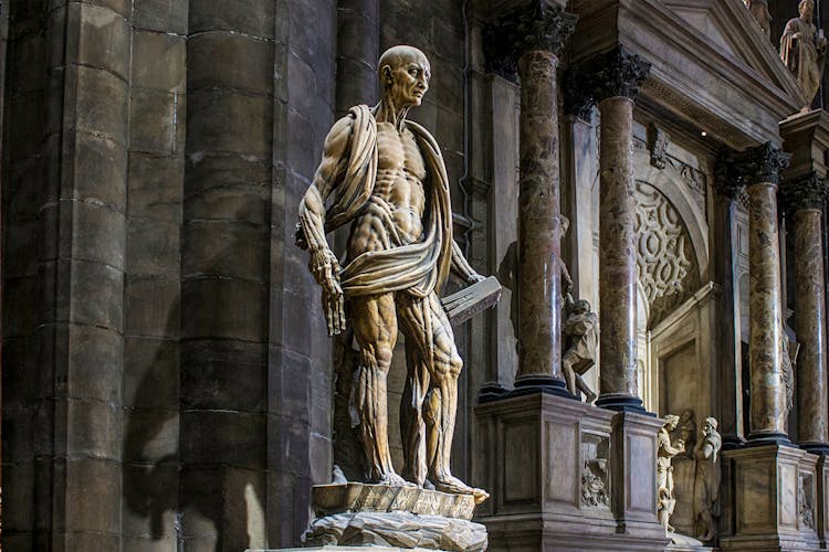 Statue of St. Bartholomew Flayed Alive inside Duomo Milan Cathedral