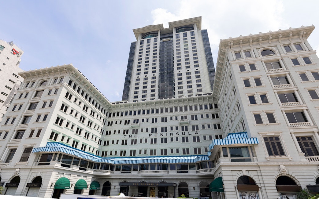 The Peninsula Hotel facade in Hong Kong, featured on Big Bus Hop-On Hop-Off Tour.