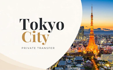 Tokyo Tower at sunset, cityscape view for private transfer service.