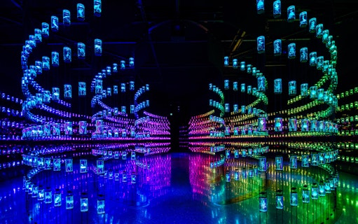 Futuristic light installation at Museum of the Future, Dubai.