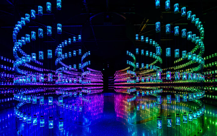 Futuristic light installation at Museum of the Future, Dubai.