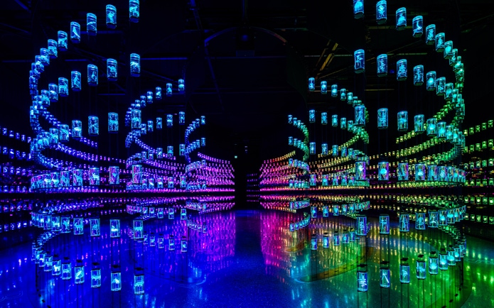 Futuristic light installation at Museum of the Future, Dubai.