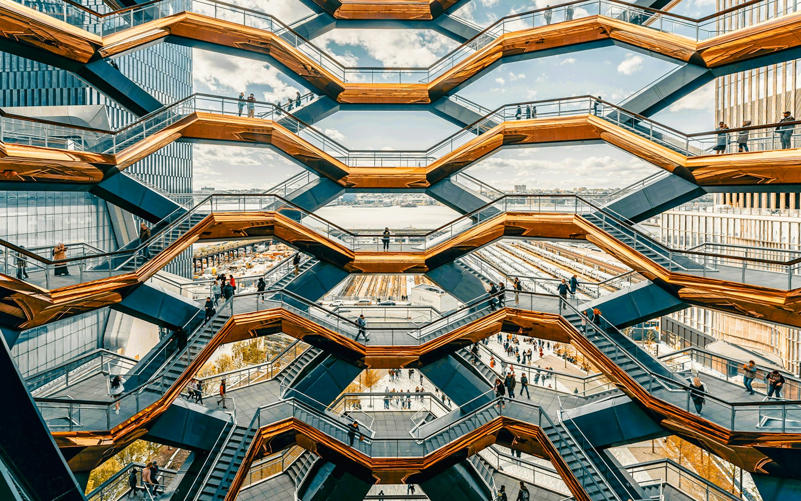 Vessel NYC observation decks with city skyline views.