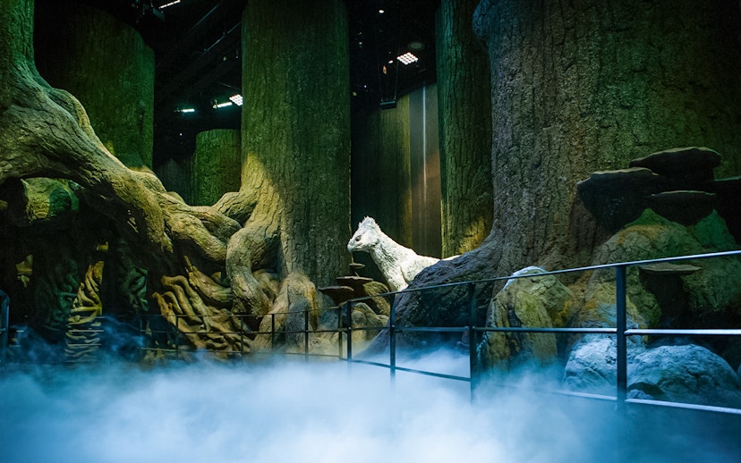 Hippogriff statue in the Forbidden Forest exhibit on the Harry Potter London tour.