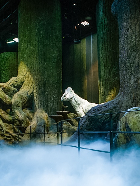 Hippogriff statue in the Forbidden Forest exhibit on the Harry Potter London tour.