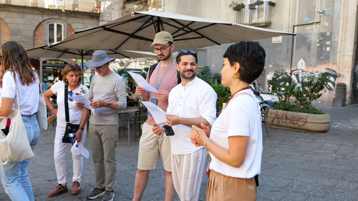 Tour group with guide in Naples for Sansevero Chapel and Veiled Christ visit.