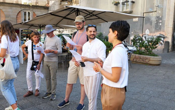 Tour group with guide in Naples for Sansevero Chapel and Veiled Christ visit.