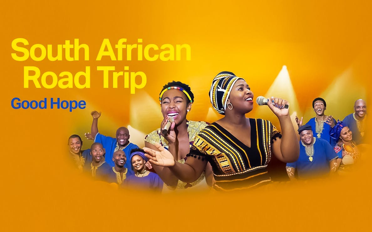 Performers singing on stage during South African Road Trip, Good Hope tour.