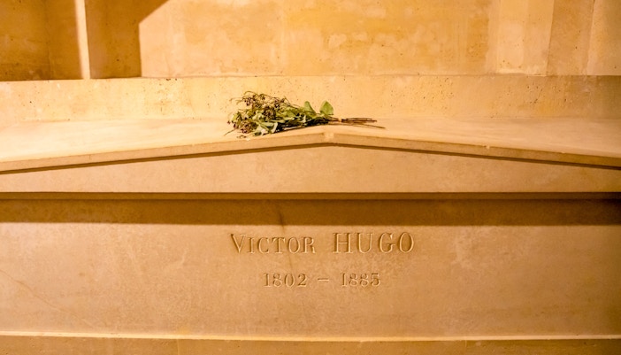 Victor Hugo tomb in the crypts of French Mausoleum for Great People of France - the Pantheon in Paris,