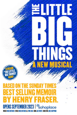 The Little Big Things musical poster with vibrant colors and cast members.