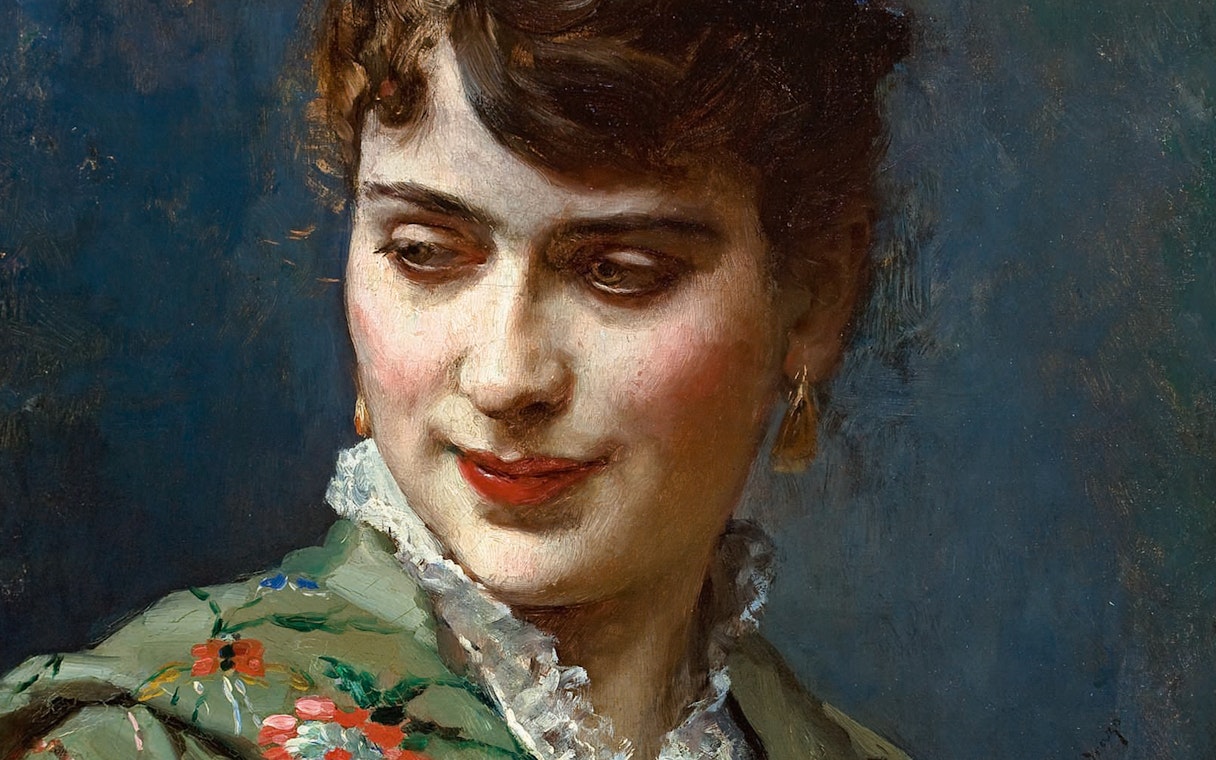 Portrait painting of a woman with earrings at Fundación MAPFRE Madrid exhibition.