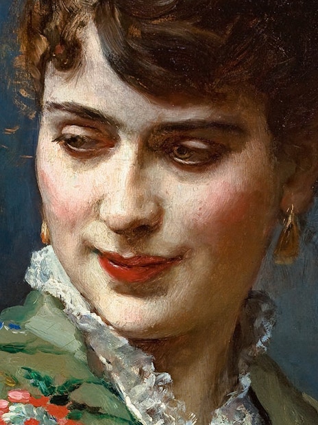 Portrait painting of a woman with earrings at Fundación MAPFRE Madrid exhibition.