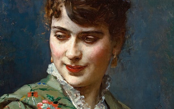 Portrait painting of a woman with earrings at Fundación MAPFRE Madrid exhibition.