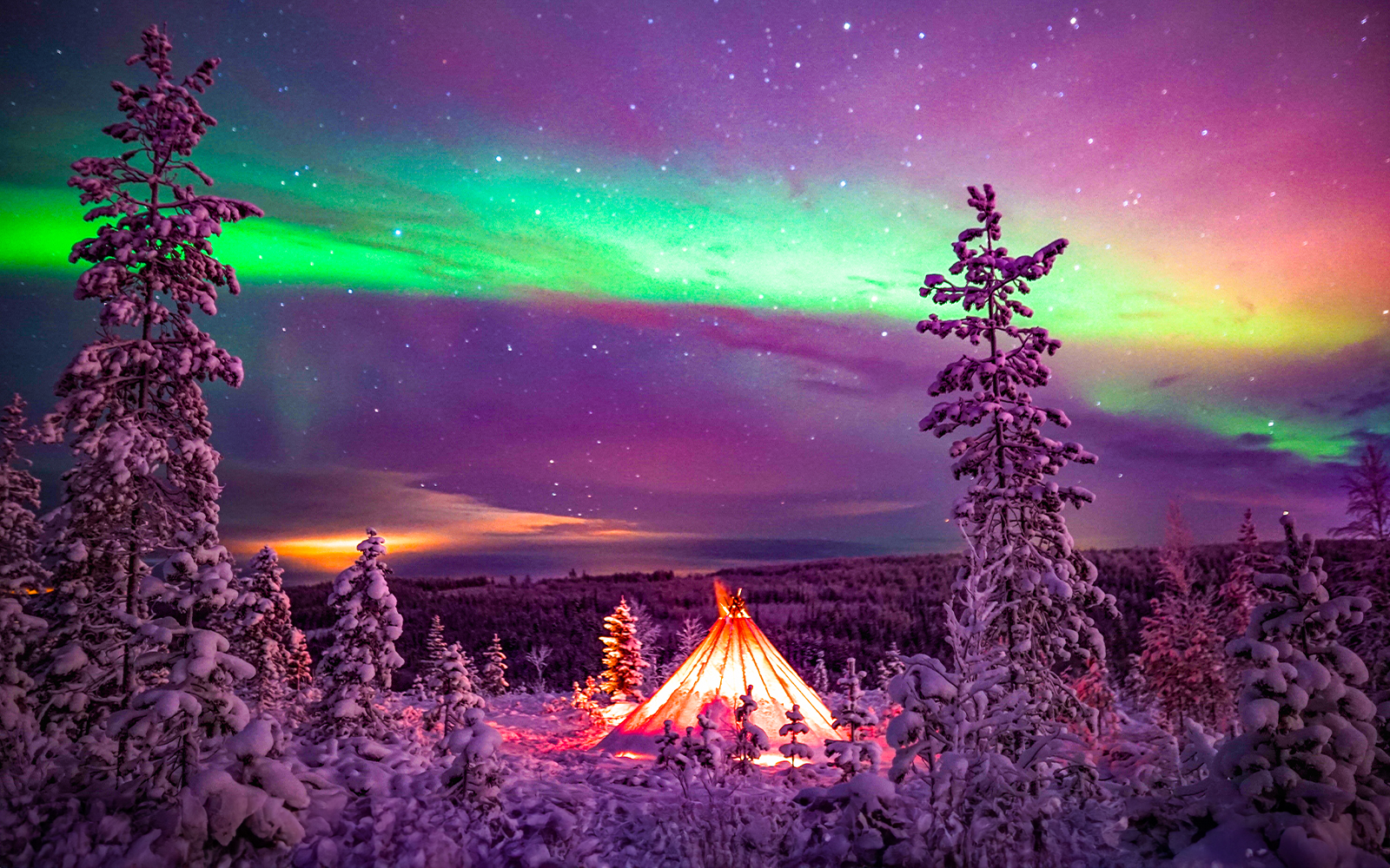 view of northern lights during northern lights chase tour