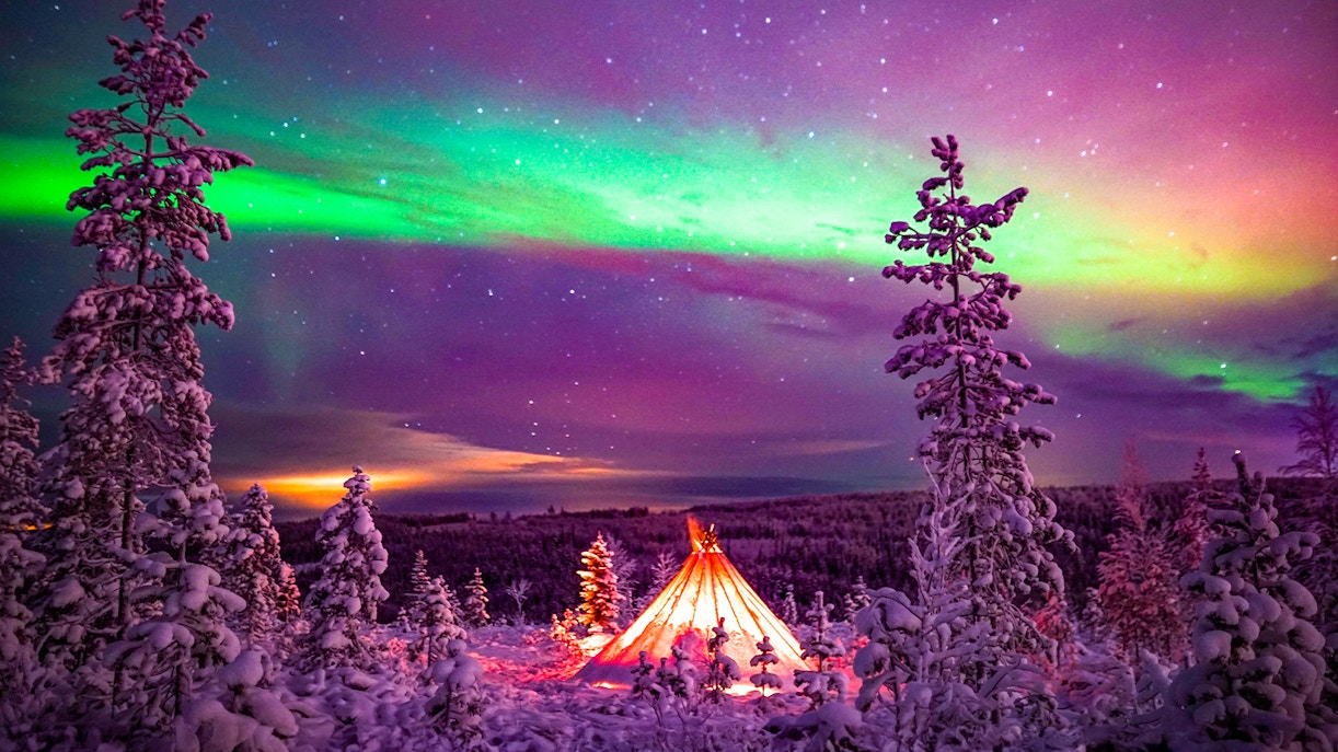 view of northern lights during northern lights chase tour