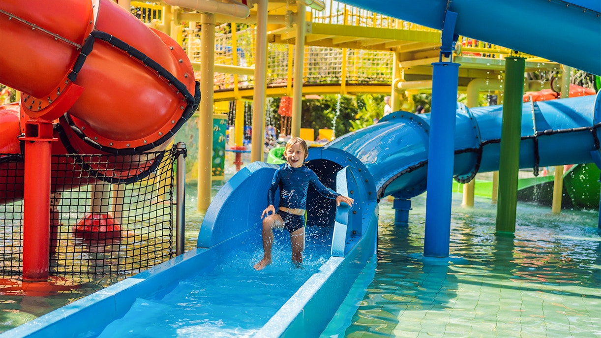 Visitors enjoying adventure activities at ESCAPE Penang theme park, Malaysia.