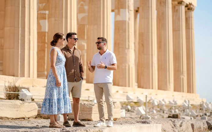 Guided tour group at the Parthenon, Acropolis, Athens.