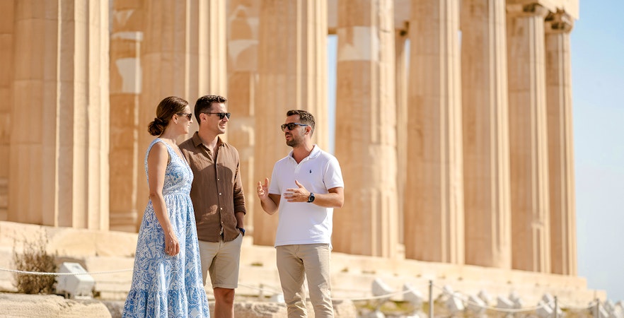 Guided tour group at the Parthenon, Acropolis, Athens.
