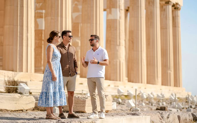 Guided tour group at the Parthenon, Acropolis, Athens.
