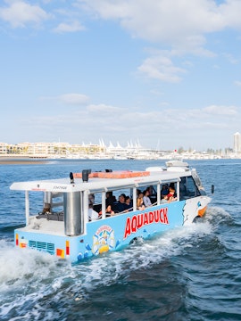 Aquaduck amphibious vehicle touring Gold Coast waterways.