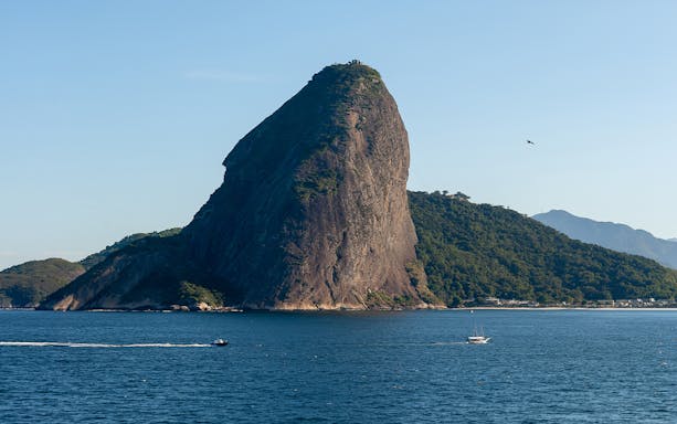Speedboat near Sugarloaf Mountain, Rio de Janeiro, during a tour.