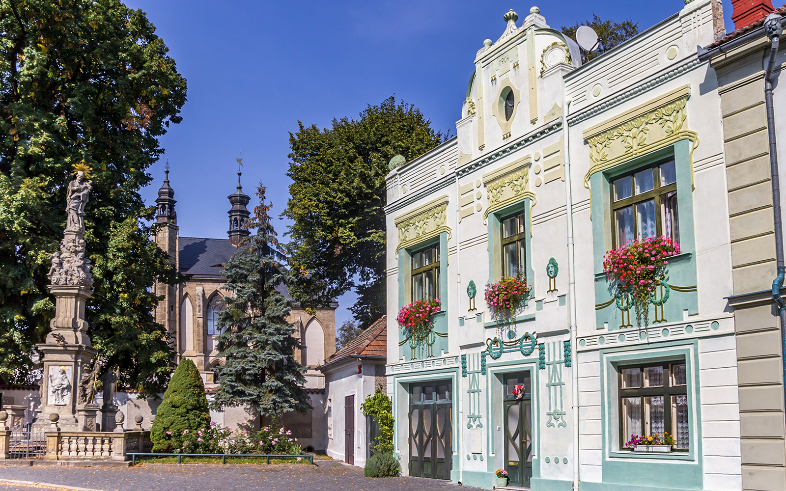 Historic house near Sedlec Ossuary church in Kutna Hora, Czech Republic.