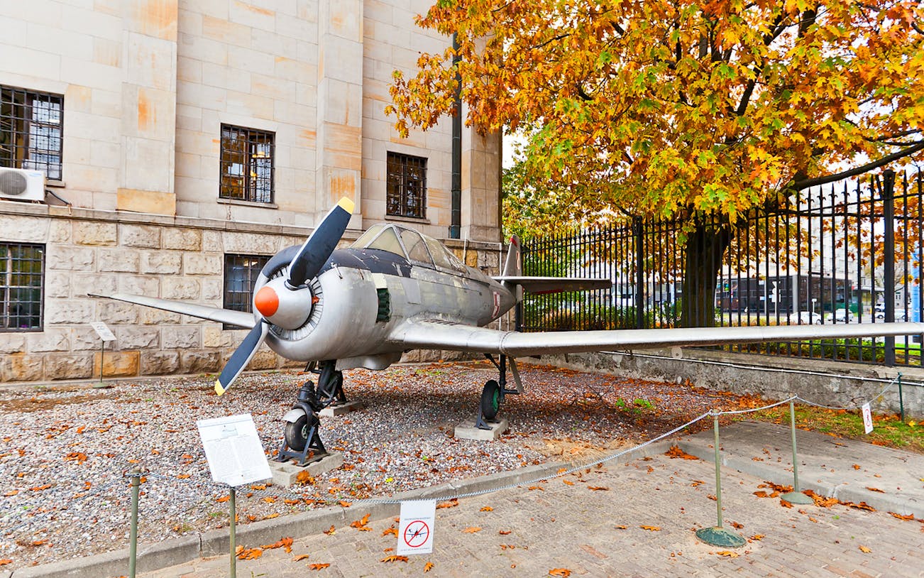 Vintage aircraft displayed at Polish Museum of Aviation in Krakow.