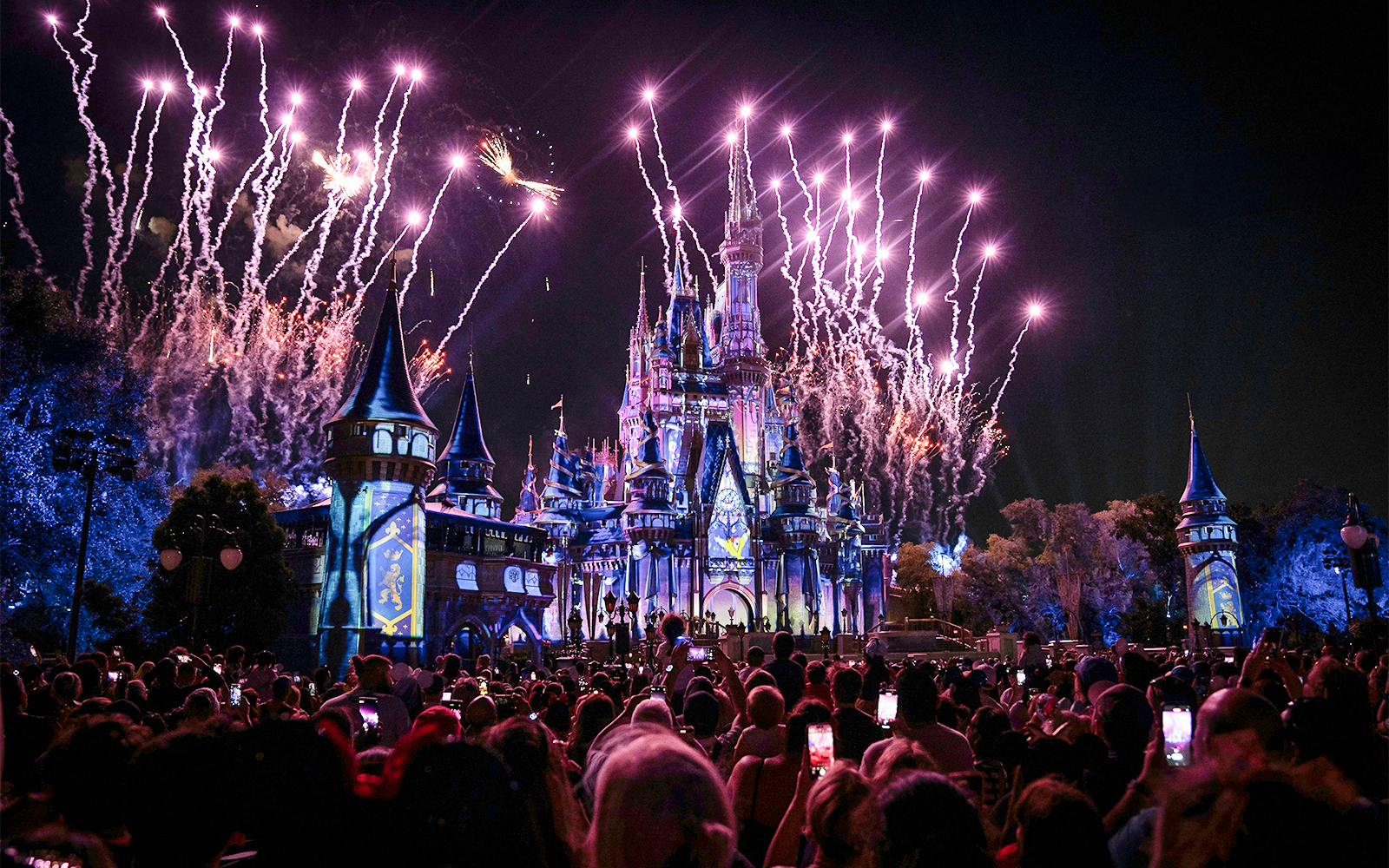 Fireworks display over Disney Castle at Walt Disney Resort Orlando.