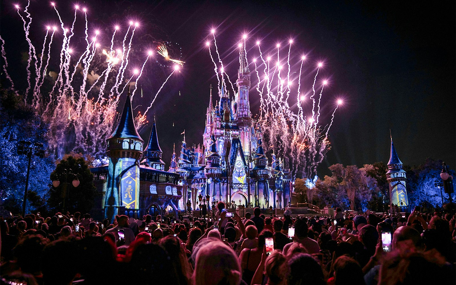 Fireworks display over Disney Castle at Walt Disney Resort Orlando.