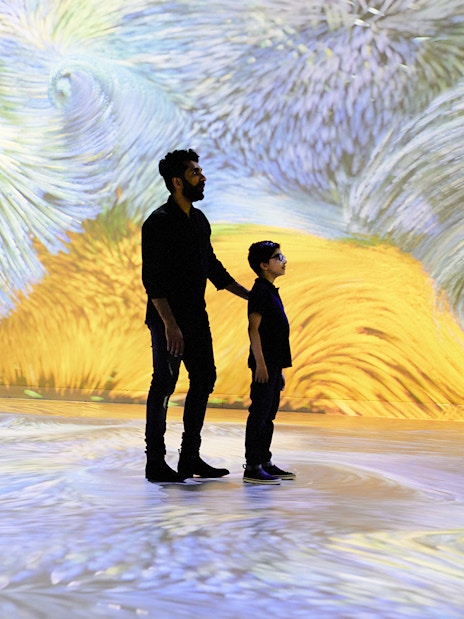 Van Gogh Remastered audiovisual experience in Rotterdam with immersive swirling colors.