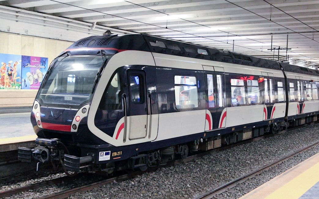 Campania Express train at station for Naples to Sorrento transfer.