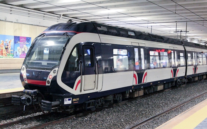 Campania Express train at station for Naples to Sorrento transfer.