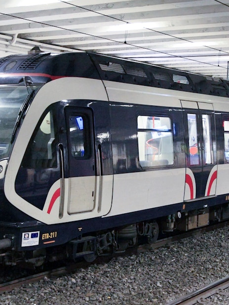 Campania Express train at station for Naples to Sorrento transfer.