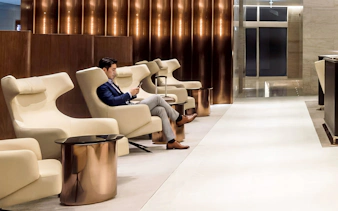 Passenger relaxing in Matina Gold lounge, Terminal 2, Incheon International Airport.