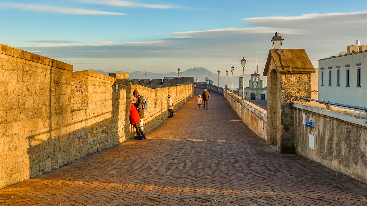 San Elmo castle in Naples during Sunset