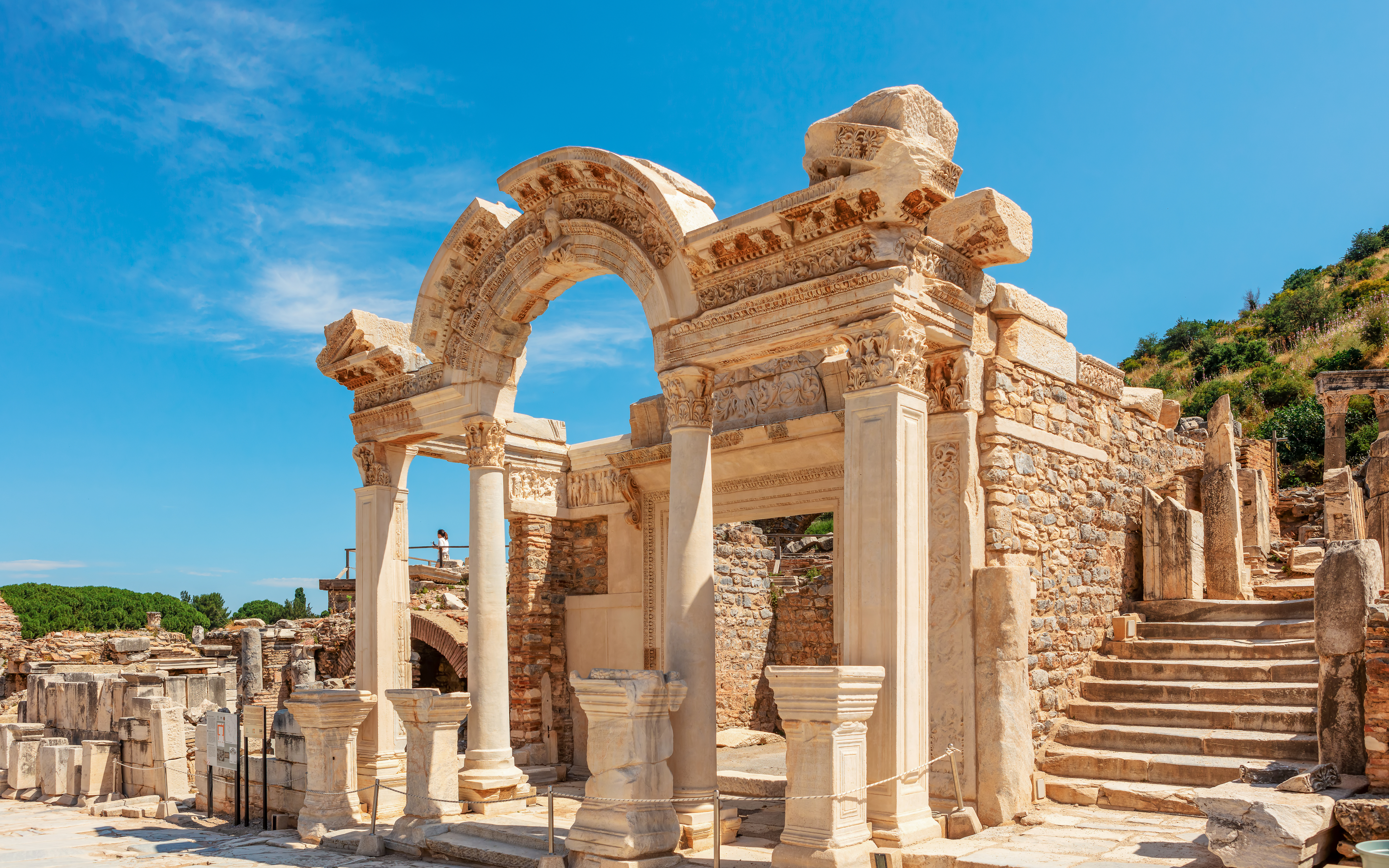 Temple of Hadrian ruins at Ephesus archaeological site, Turkey.