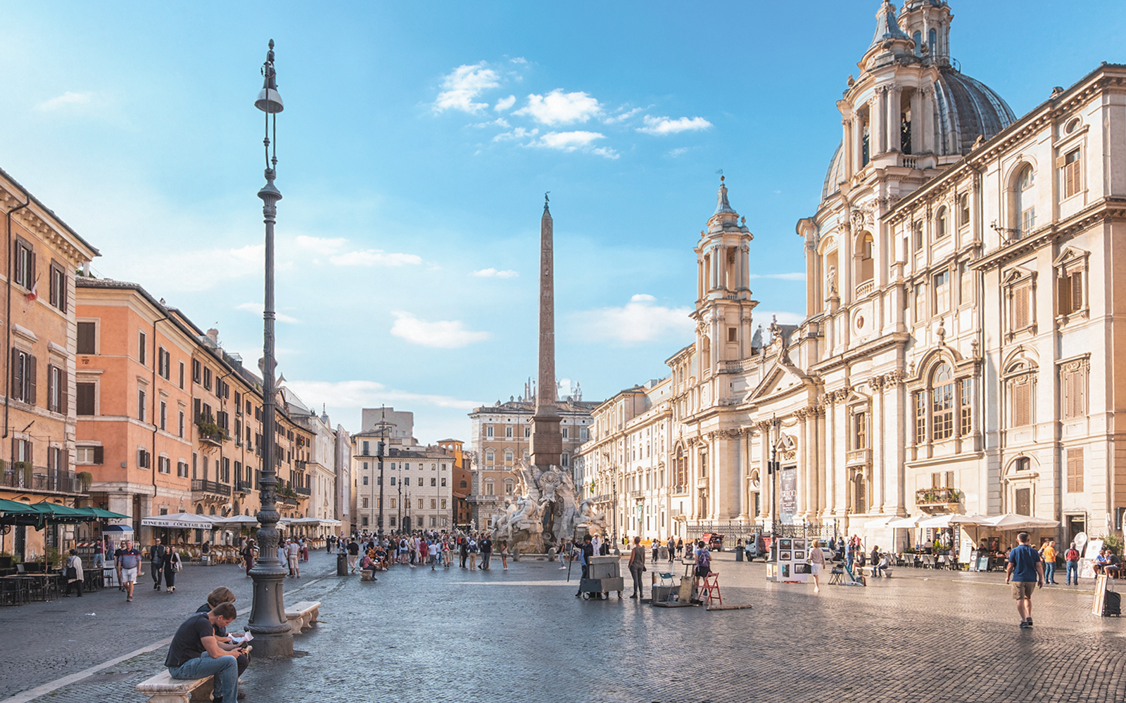 Piazza Navona with Fountain of the Four Rivers and Sant'Agnese in Agone, Rome.