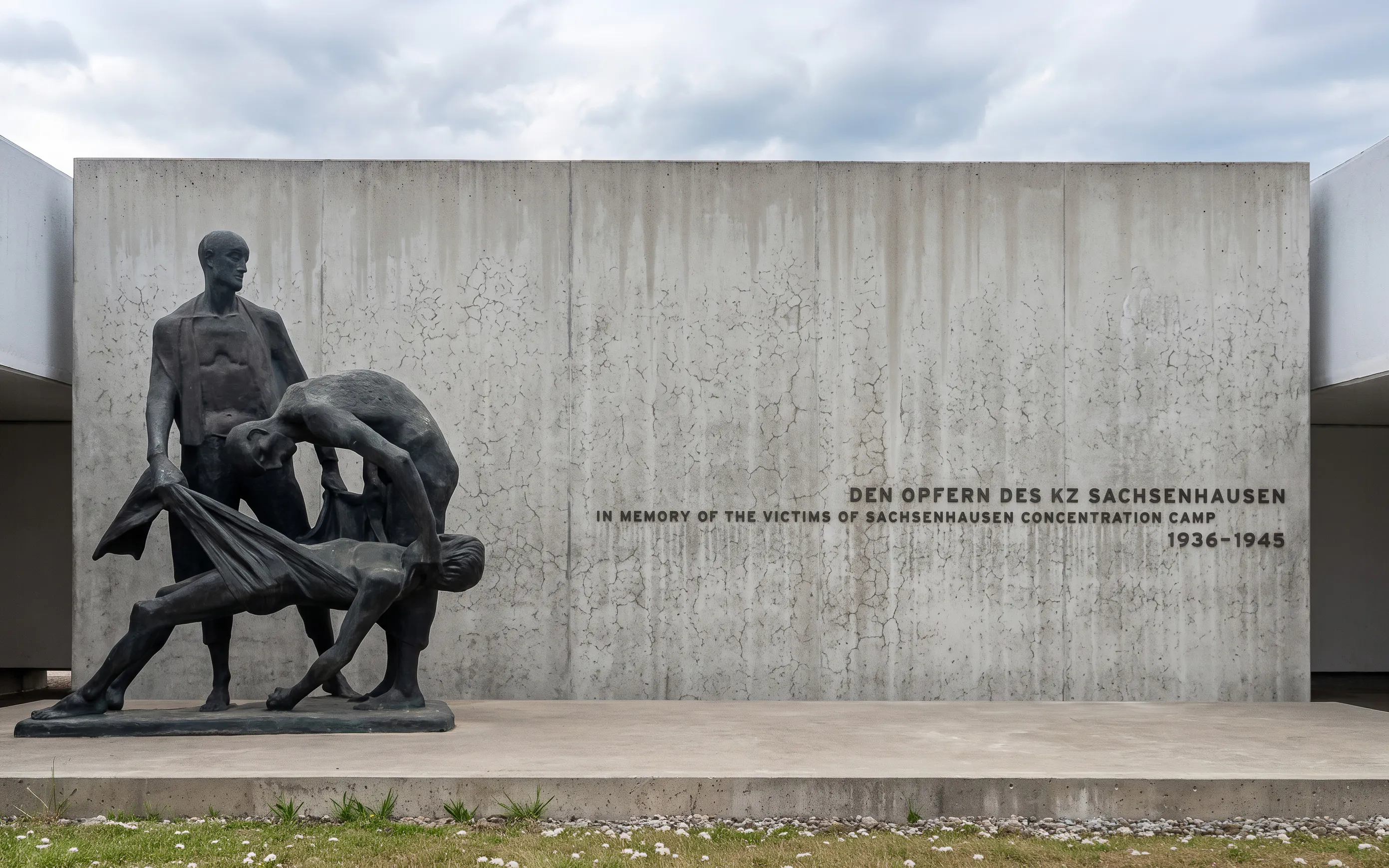 Memorial sculpture at Sachsenhausen Concentration Camp honoring victims from 1936-1945.