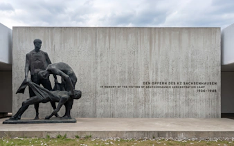 Memorial sculpture at Sachsenhausen Concentration Camp honoring victims from 1936-1945.
