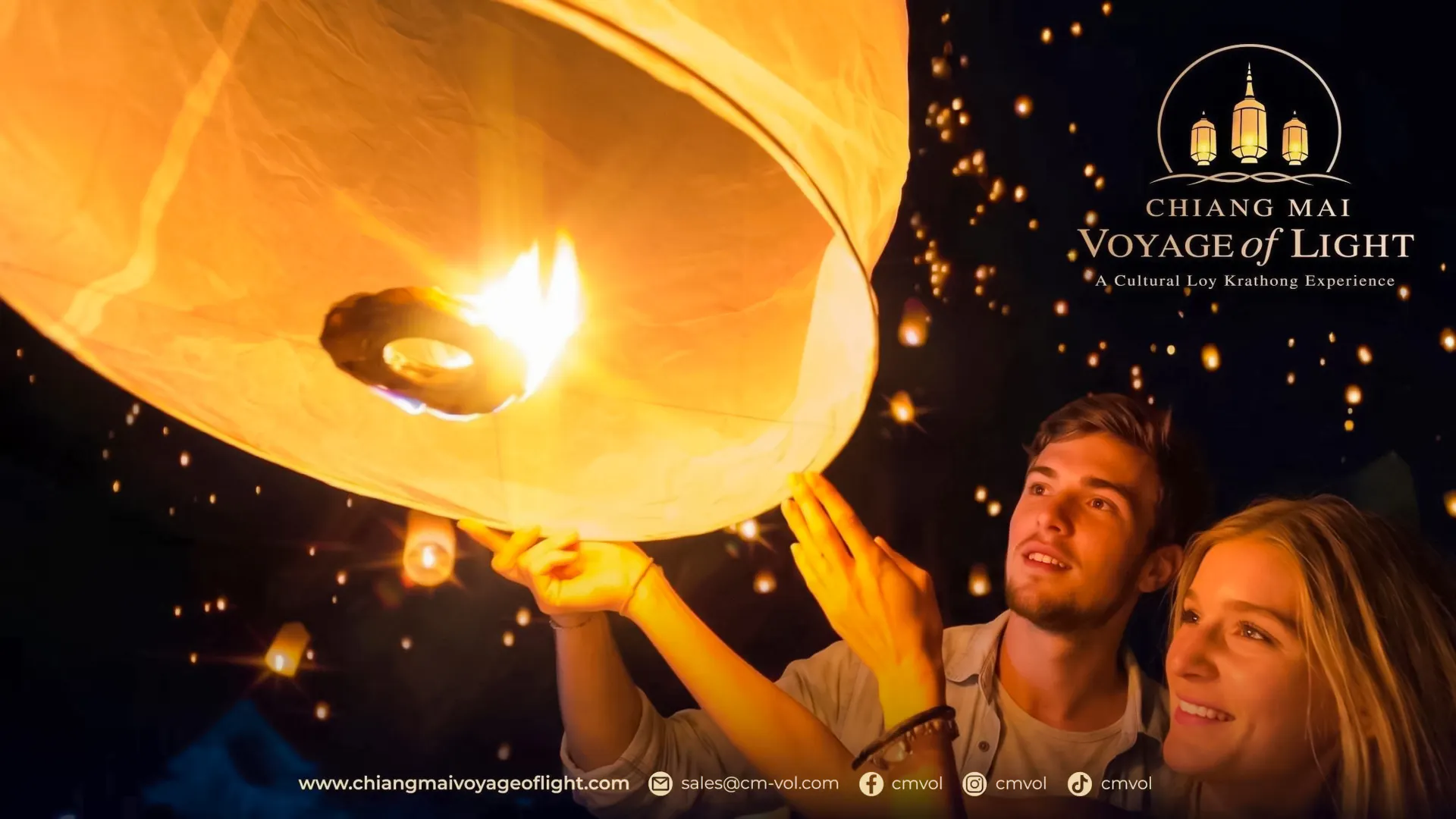 Lantern release during Chiang Mai Voyage of Light festival, Chiang Mai.