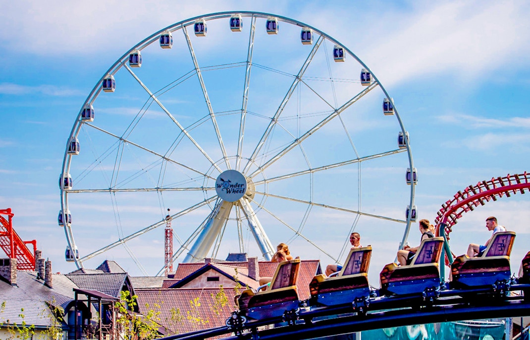 Wonder Wheel ride at Energylandia amusement park, Zator, Poland.