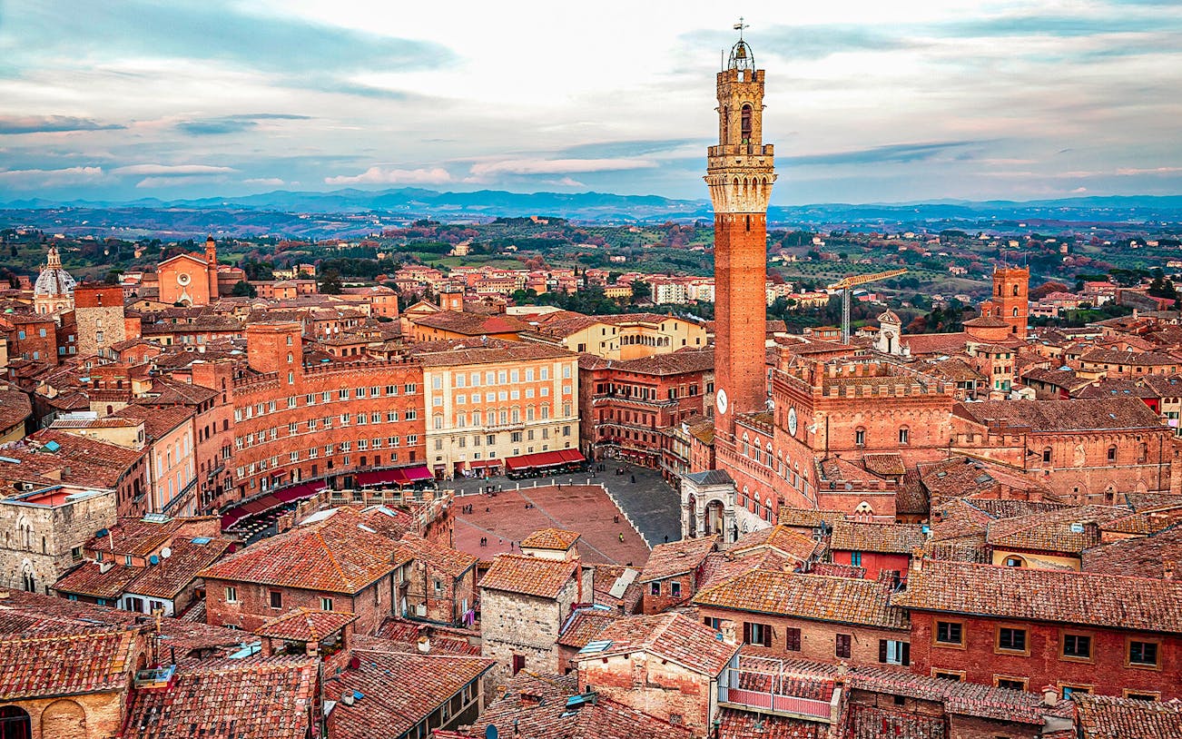 Piazza del Campo in Siena, Italy, site of the Palio horse race.