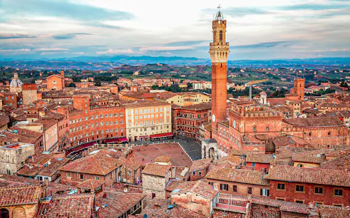 Piazza del Campo in Siena, Italy, site of the Palio horse race.
