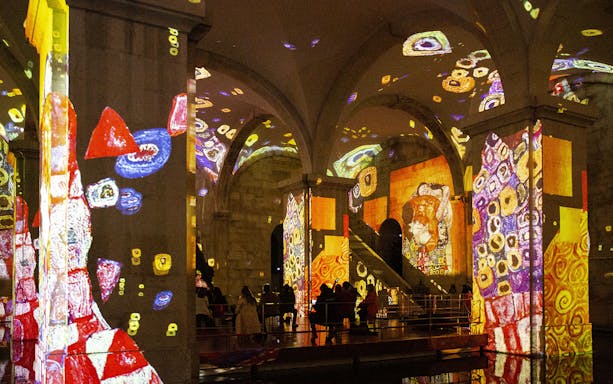 Projections of Monet and Klimt artworks at Mãe d'Água Reservoir, Lisbon.