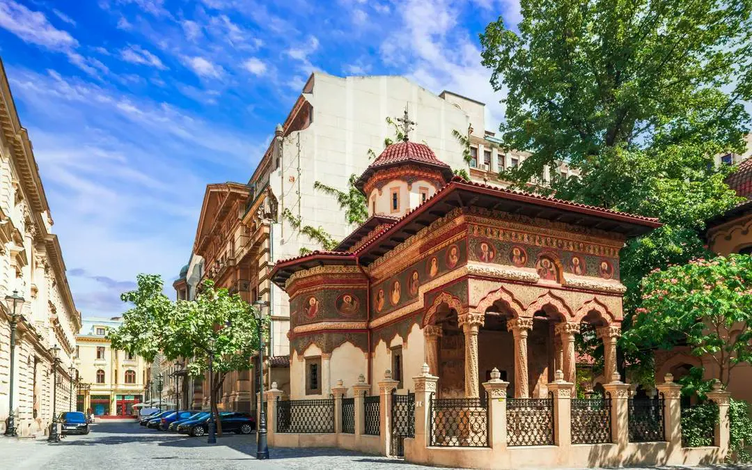 Stavropoleos Monastery in Bucharest, part of the Cretaceous Delta exploration game.