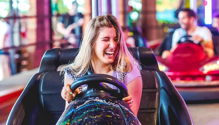 Crash cars ride at Tibidabo Amusement Park, Barcelona.
